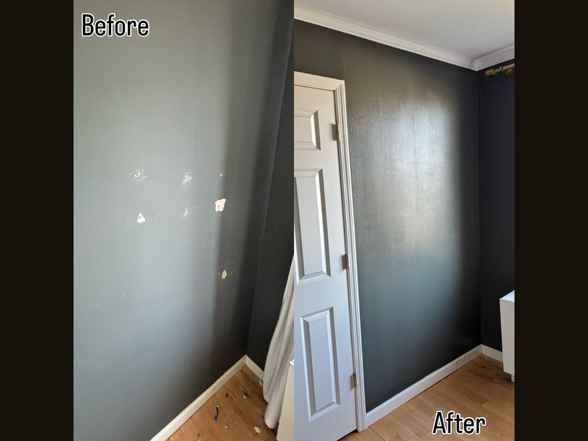 Wall patched and repainted