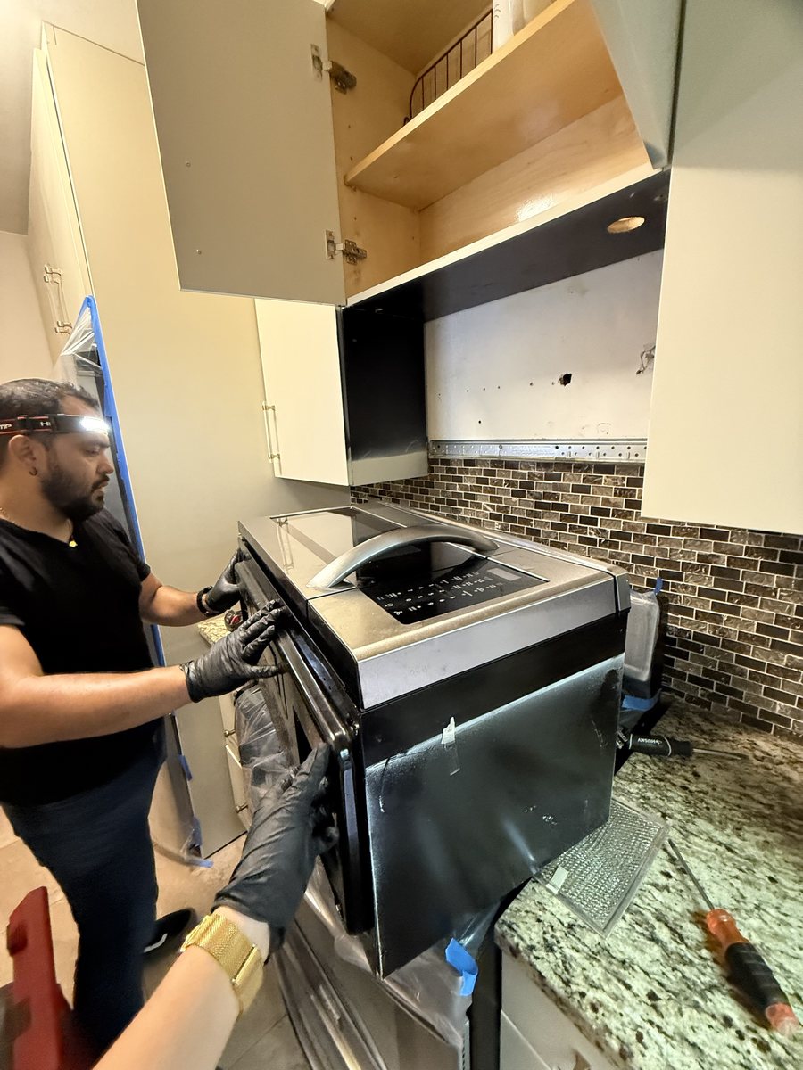 Over-the-range microwave installation